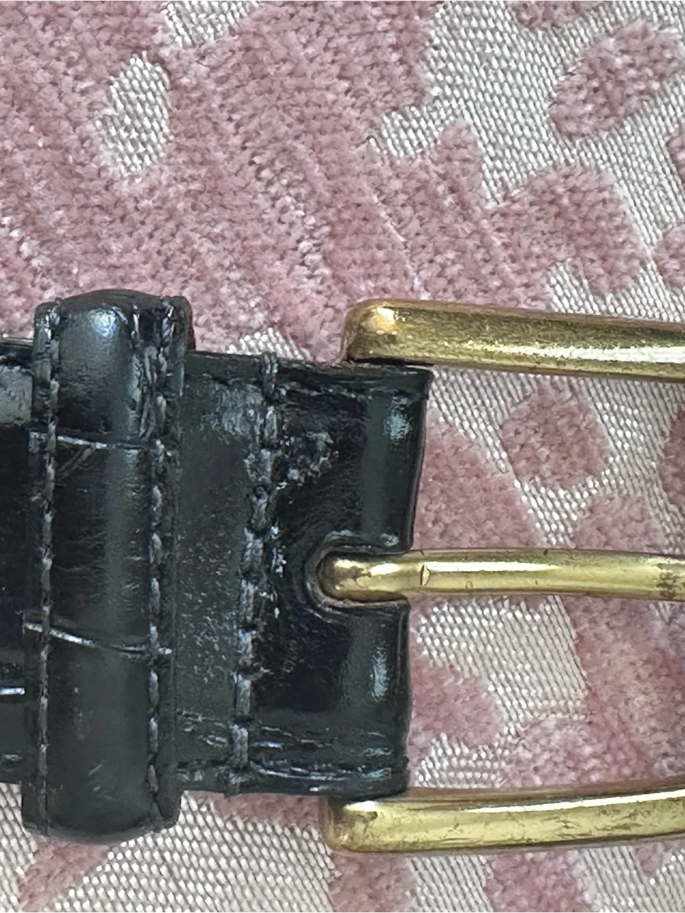 Classic Men's Black Alligator /Leather Belt with Gold Buckle